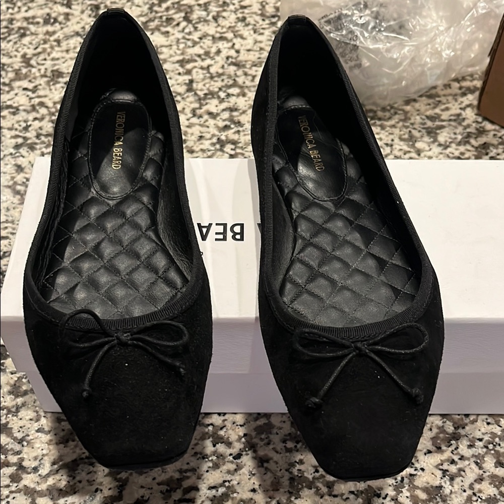 Veronica Beard Beatrix Suede Ballet Flat Black